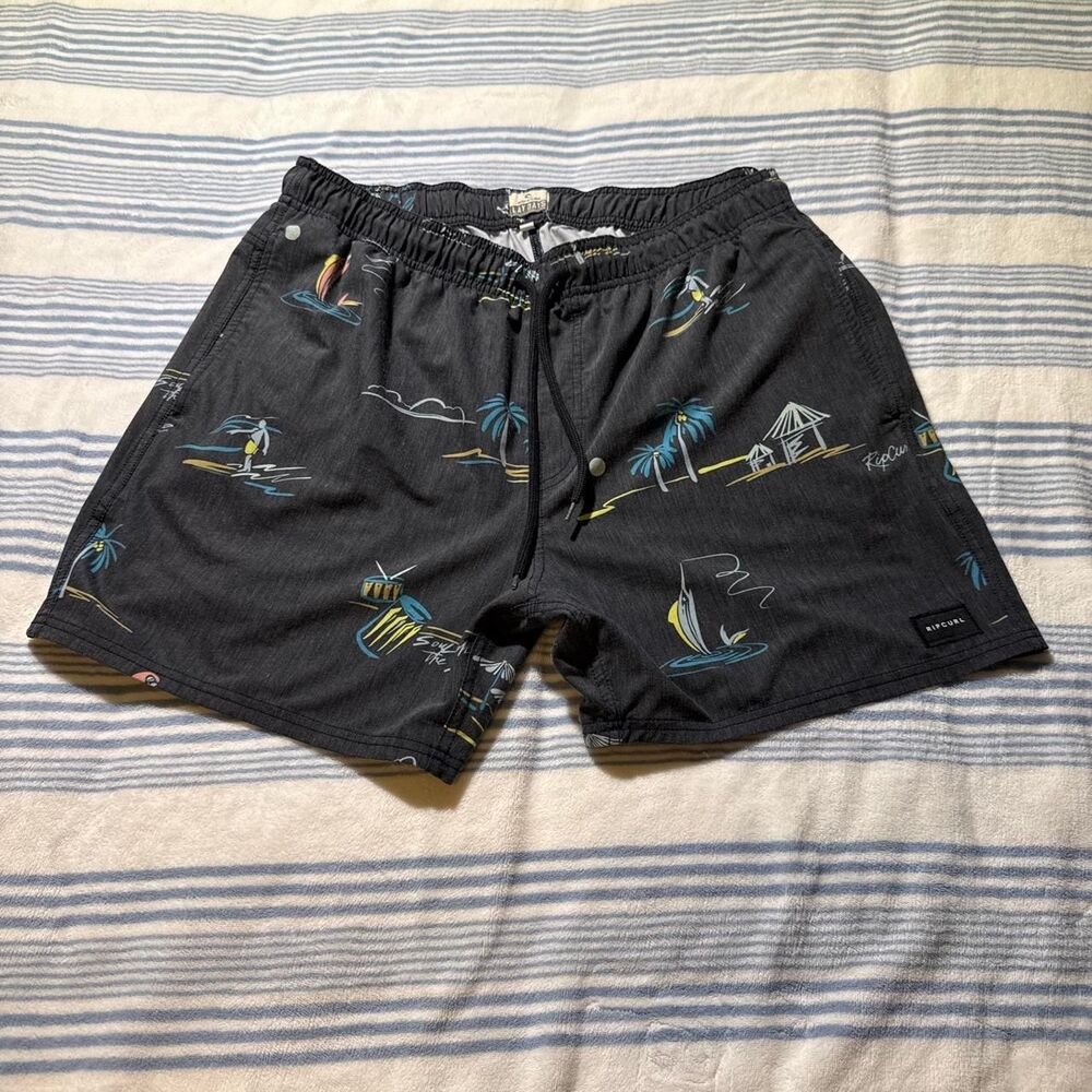Rip-curl Men's Black and Grey Swim-briefs-shorts